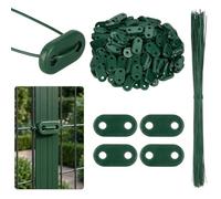 Stalora Kit de 30 Fixations pour Brise Vue et Canisse, Attache Grillage Rigide avec Fil de Fer Plastifié, Accessoires de Montage Discrets pour Clôture de Jardin et Balcon, Vert