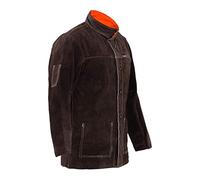 Stamos Welding Veste de soudure SWJ01L (Taille L, Cuir croûte de bovin, Fermeture, Coutures thermorésistantes haut de gamme, Boutons non conducteurs)