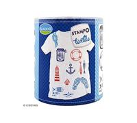 Stampo'textile - Kit de tampons avec encreur - Navy - 15 pcs