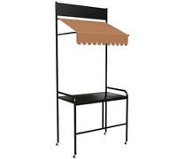 Stand Marché, Chariot de Nourriture Présentoir, en Fer, avec Auvent, Roues Verrouillables et Rambarde de Sécurité, pour Les Événements, la Restauration de Rue(Black,180cm/71in)
