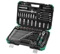 STANEW Coffret de Douilles 131 Pièces et Embouts Professionnels 1/4" et 1/2", CR-V, 2 liquet Doubles + 3 liquet à double extrémité ouverte