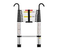 STANEW Échelle Télescopique 2,6 M en Aluminium, Échelle Extensible avec Pieds Antidérapants et 2 Crochets, Escabeau Telescopique Portable Convient aux réparations à Domicile, Charge 150 KG