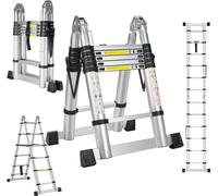 STANEW échelle télescopique 3,8 m (1,9 + 1,9), échelle pliante, 2 en 1, échelle télescopique en aluminium, charge 150 kg, charge 150 kg