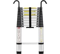 STANEW Échelle Télescopique 3,8M en Aluminium Bricolage Pliable, Accoudoir Amovible, Extensible Unique Droite Multi-Fonction Ladder,Charge Max 150kg