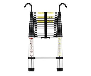 STANEW Échelle Télescopique 3,8M en Aluminium Bricolage Pliable, Accoudoir Amovible, Extensible Unique Droite Multi-Fonction Ladder,Charge Maximale 150kg