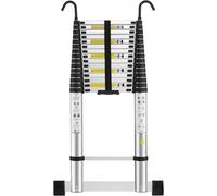 STANEW Échelle Télescopique 6,2M en Aluminium Bricolage Pliable, Accoudoir Amovible et Barre d'équilibre, Extensible Droite Multi-Fonction Ladder