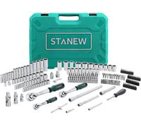 STANEW Jeu de Clés à Douille professionnelles 192 pièces 1/4" 3/8" 1/2" CR-V, comprend 3 clés à cliquet à dégagement rapide, douilles standard/