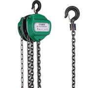 STANEW Palan à chaîne avec capacité de charge de 1000 kg, palan manuel à chaîne avec crochet stable, hauteur de levage de 5M, chaîne robuste en acier G80 pour un levage facile, poulie, vert