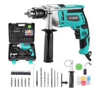 STANEW perceuse percussion filaire 850W, poignée 360°, mandrin 0-13mm, brique/bois/acier