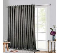 StangH Lot de 1 Panneau de Rideau occultant Extra Large en Velours avec Languette arrière pour Porte coulissante/vestiaire, Gris, 254 x 274 cm (l x L), Gris