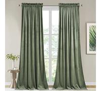 StangH Lot de 2 Rideaux en Velours Vert Sauge de 228,6 cm de Long - Isolation Thermique - Décoration d'intérieur élégante pour Chambre d'enfant, Chambre à Coucher, Bureau - 132,1 x 228,6 cm (l x L)