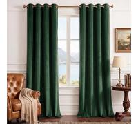 StangH Lot de 2 Rideaux occultants en Velours Vert foncé de 108 cm - Extra Longs à œillets - pour Porte coulissante - Séparateur de pièce pour Bureau temporaire/Espace partagé - 132,1 x 274,3 cm (l x