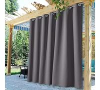 StangH Rideaux d'extérieur Extra Larges - Rideaux de terrasse imperméables occultants Thermiques à œillets pour Porte coulissante Avant, 1 Panneau, Gris, Largeur 100 cm x Longueur 213,4 cm