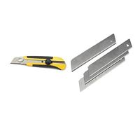 Stanley 0-10-425 Cutter 25 mm Bi-matière Dynagrip - Blocage de La Lame - Chariot Porte-lame - Lame en Acier Anticorrosion & KS TOOLS 907.2159 - 10 Lames Sécables de 25mm de Rechange