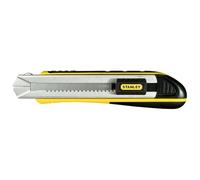 Stanley 0-10-486 Cutter Gamme Fatmax à Lame Rétractable Largeur 25mm - Chariot Inoxydable - Blocage et Rechargement Automatique - Fourni avec 4 Lames