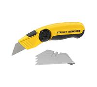 STANLEY 0-10-780 Couteau à Lame Fixe Gamme FATMAX - Corps Bi Matière - Large Bouton Poussoir - Accès Facile aux Lames - Nez Magnétique - Réservoir de 10 Lames - Fourni avec 5 Lames Trapèze
