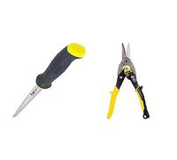 Stanley 0-20-556 Scie à Guichet - Gamme Fatmax - pour Cloisons Sèches, Bois et Plastique & FATMAX Cisaille Aviation Tête Droite Acier Forgé Chromé Double Action de Pivot pour