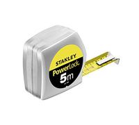 STANLEY 0-33-195 Mesure 5 M X 25 Mm En Abs Powerlock Classic Fabriqué En France - Ruban Large - Revêtement Blade Armor Et Mylar - Crochet 3 Rivets - Boitier Abs Antichoc - Blocage De Ruban