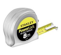 Stanley 0-33-527 Powerlock Blade Armor Mètre Ruban 8 M X 25 Mm Fabriqué En France - Ruban Large - Revêtement Blade Armor - Revêtement Mylar - Crochet 3 Rivets - Boitier Abs Antichoc - Blocage De Ruban