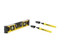 Stanley 0-42-063 Niveau Tubulaire Digital - Gamme Fatmax & 0-47-316 marqueur pointe fine Plastique- Capuchon etanche - Compacte - Indélibile Résiste à l'Eau et à l'Huile - Carte 2 pièces
