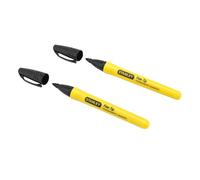 STANLEY 0-47-316 marqueur pointe fine Plastique- Capuchon etanche - Compacte - Indélibile Résiste à l'Eau et à l'Huile - Séchage Rapide - Carte 2 pièces