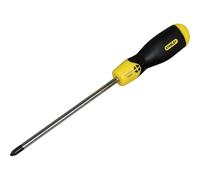 STANLEY 0-64-955 Tournevis Cushion Grip Pozidriv Pz 1 X 75 Mm Fabriqué En France - Utilisation Intensive -Lame En Acier Chromé - Embout Magnétique - Poignée Trilobée