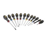 STANLEY 0-65-424 Gamme FATMAX Set de Tournevis - Fabriqués en France - Liaisons Quasiment Incassables - Lame en Acier Chrome - Sablage de l'Empreinte - Poignée Soft-Grip - Trou d'Accroche
