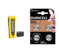 Stanley 0-77-030 Testeur/Détecteur d'Humidité, Précision 2%, Équipé de Broches en Inox Filetées & Duracell 2032 Pile bouton lithium 3V, lot de 4, avec Technologie Baby Secure, pour porte-clés