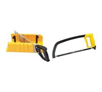 Stanley 1-20-600 Boite à Onglet en ABS Antichocs - Plateau Alvéolé avec Cadre Excentrique & STANLEY 1-15-122 Scie À métaux 300 mm - 10 dents/cm - Poignée Révolver Ergonomique Antidérapante