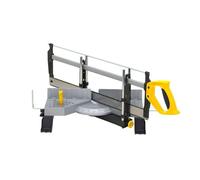 STANLEY 1-20-800 Scie À Onglet Articulée - Coupe Nette et Précise - Largeur: 45° = 103mm, 90° = 165mm / Epaisseur = 114 mm - Poignée en Elastomère - Livrée avec Scie À Dos 560mm