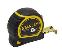 Stanley 1-30-657 - mètre Tylon Bi matière 8m x 25mm - Ruban Anti-Corrosion - Boitier Bi-matière - Blocage du Ruban - Crochet 3 Rivets - Position du Zéro Réel - Classe Ii - Crochet pour Ceinture