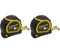 Stanley 1-30-657 - mètre Tylon Bi matière 8m x 25mm - Ruban Anti-Corrosion - Boitier Bi-matière - Blocage du Ruban - Crochet 3 Rivets - Position du Zéro Réel - Classe Ii - Crochet pour Ceinture