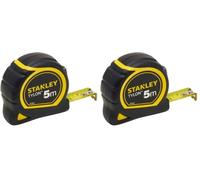 Stanley 1-30-697 - Mètre Tylon Bi matière 5m X 19mm - Ruban Anti-Corrosion - Blocage Du Ruban - Position Du Zéro Réel - Classe Ii - Crochet Pour Ceinture (Lot de 2)