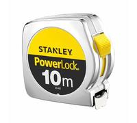 STANLEY 1-33-442 Mesure 10 M X 25 Mm Powerlock Classic Fabriqué En France - Ruban Large - Revêtement Mylar Et Blade Armor - Crochet 3 Rivets - Boitier Abs Antichocs - Blocage De Ruban