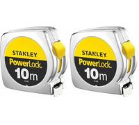 Stanley 1-33-442 Mesure 10 M X 25 Mm Powerlock Classic Fabriqué En France - Ruban Large - Revêtement Mylar Et Blade Armor - Crochet 3 Rivets - Boitier Abs Antichocs - Blocage De Ruban (Lot de 2)