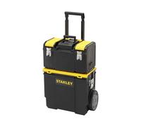 Stanley 1-70-326 Servante Compacte 3 En 1 - Boite À Outils Détachable - 2 Organiseurs Sur Le Couvercle - Bac Pour Électroportatif - Polypropylène Résistant - Poignée Télescopique - 630 X 475 X 284Mm Noir