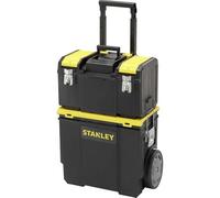 Stanley 1-70-326 Servante Compacte 3 En 1 - Boite À Outils Détachable - 2 Organiseurs Sur Le Couvercle - Bac Pour Électroportatif - Polypropylène Résistant - Poignée Télescopique - 630 X 475 X 284Mm Noir