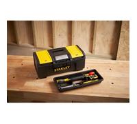 Stanley 1-79-216 Boîte à outils plastique 40 cm avec système d'ouverture facile Touch Latch, plateau et organisateurs couvercle