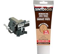 Stanley 1-83-065 etau pour Établi en Fonte - Vis Roulée - Base Pivotante Polyvalente & SINTO Rebouche Bois pour Gros Trous et Fissures Bois Clair - 330g - Idéal pour reboucher des fissure