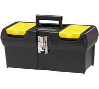 Stanley 1-92-065 Boite A Outils 2 Organiseurs Sur Le Couvercle - Robuste - Attaches métalliques Résistantes - Porte Outils Amovible - Poignée Articulée, 40.5 x 21 x 18,3 cm Jaune