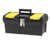 Stanley 1-92-065 Boite A Outils 2 Organiseurs Sur Le Couvercle - Robuste - Attaches métalliques Résistantes - Porte Outils Amovible - Poignée Articulée, 40.5 x 21 x 18,3 cm Jaune