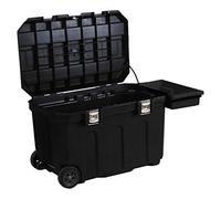 Stanley 1-93-278 Servante de Chantier Roulante Grande Capacité - 946 x 578 x 578mm - 190 L - Plateau Porte-Outils Amovible - Couvercle Aménagé - Poignée Télescopique - 2 Roues À Bandage Multicolore