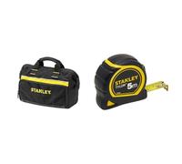 Stanley 1-93-330 Sac À Outils En Toile 600 Deniers - 8 Compartiments Intérieurs - Embase Renforcée & 1-30-697 - Mètre Tylon Bi matière 5m X 19mm - Ruban Anti-Corrosion - Blocage Du Ruban