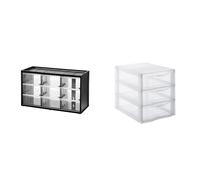 Stanley 1-93-978 Organiseur 9 Compartiments - 3 Étages -21.3 X 36.5 X 15.5 Cm & SUNDIS 4549004 Tour de Rangement Format A5 3 tiroirs avec Poignée ergonomique Système d'Arrêt à l'Ouverture, Plastique