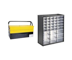 Stanley 1-94-738 94-738 Boîte métal 5 Tiroirs - Grand Volume de Rangement -deux Poignées Articulées & 1-93-981 Organiseur 39 Compartiments - Ossature En Polypropylène - Superposition Ou Fixation