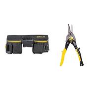 Stanley 1-96-178 Porte Outils en Toile 600 x 600 deniers - Nombreuses Poches - Renforcée avec Rivets en métal - Rembourré Sur l'Arrière pour Plus de Confort & FATMAX Cisaille Aviation Tête