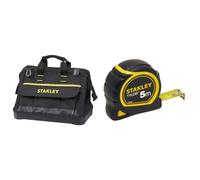 Stanley 1-96-183 Sac À Outils en Tissu 600 x 600 deniers - multi-Compartiments - Sangle Bandoulière & 1-30-697 - Mètre Tylon Bi matière 5m X 19mm - Ruban Anti-Corrosion - Blocage Du Ruban