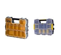 Stanley 1-97-518 Rangement Organiseurs et Casiers Gamme Fatmax - Polycarbonate Incassable - 10 Compartiments Amovibles - Capacité 10 Litres & STST1-70720 - Organiseur SortMaster, noir, transparent