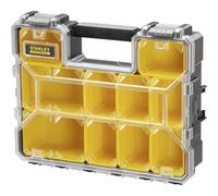STANLEY 1-97-521 Rangement Organiseurs et Casiers Gamme FATMAX - Polycarbonate Incassable - 10 Compartiments Amovibles Peu Profonds - Étanche - Poignée de Transport - Capacité 3.5L