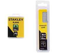 Stanley 1-Tra706-5T Paquet De 5000 Agrafes Industrielles Type G 10 Mm - Inoxydables Et Résistantes & 1-SWK-BN050T Clous Type J-18GA, Argent, 12 mm
